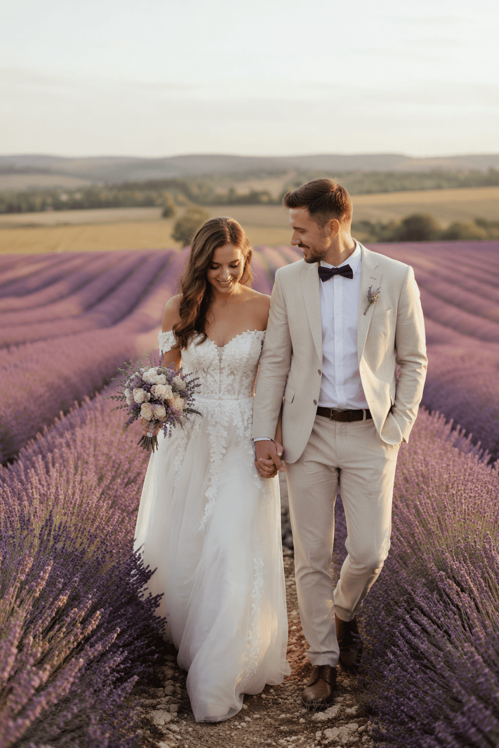 Lavender field engagement photo style sample