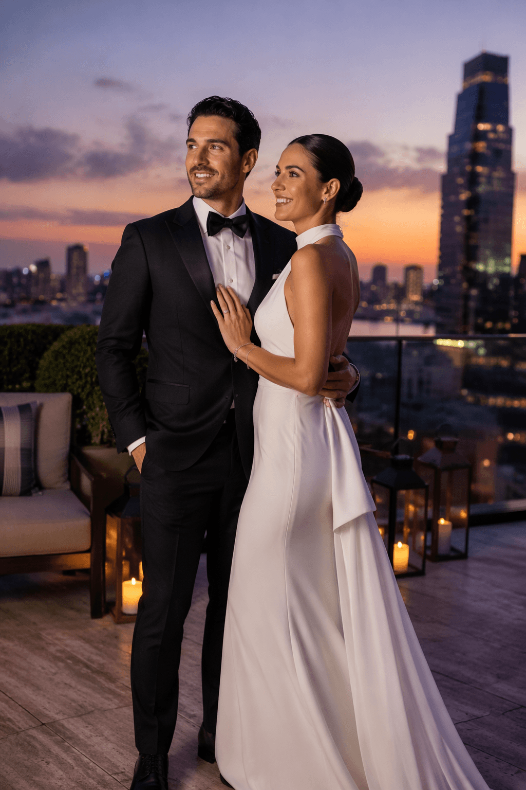 Rooftop engagement photo style sample